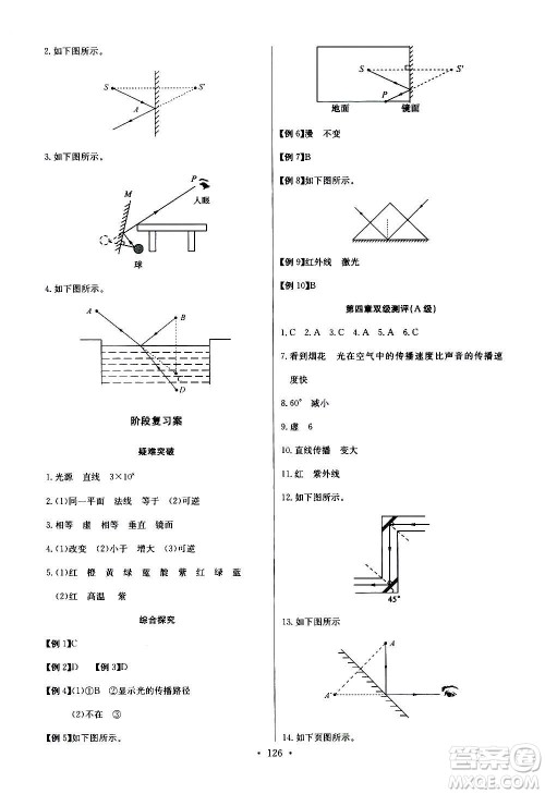 2020年长江全能学案同步练习册物理八年级上册人教版参考答案