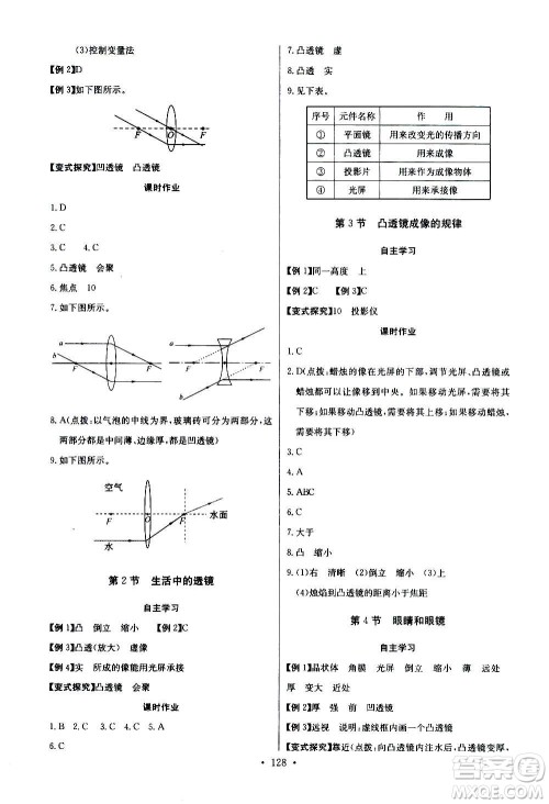 2020年长江全能学案同步练习册物理八年级上册人教版参考答案