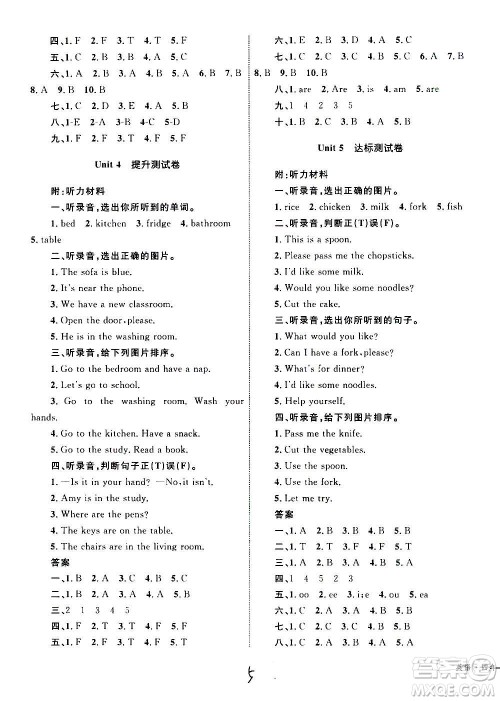 2020年优化设计单元测试卷英语四年级上册RJ人教版答案