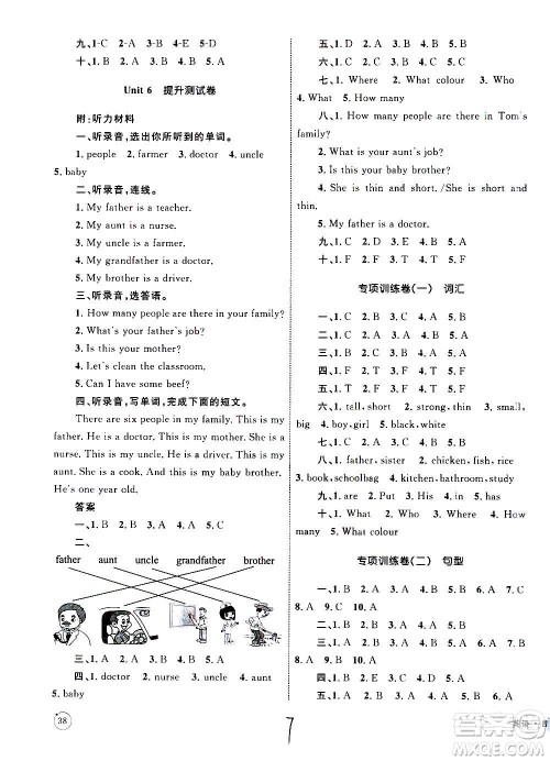 2020年优化设计单元测试卷英语四年级上册RJ人教版答案