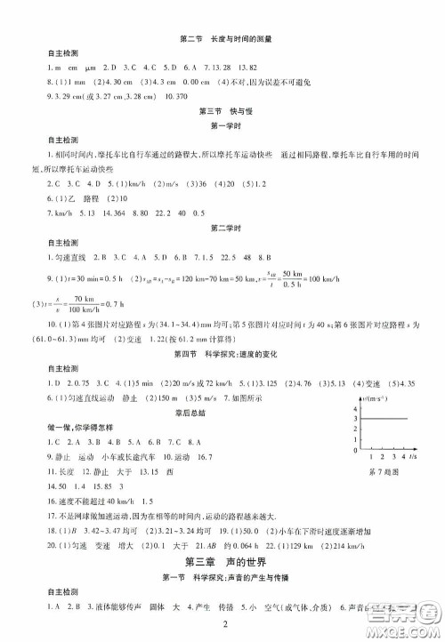 明天出版社2020智慧学习八年级物理上册人教版答案 明天出版社2020智慧学习八年级物理上册人教版答案