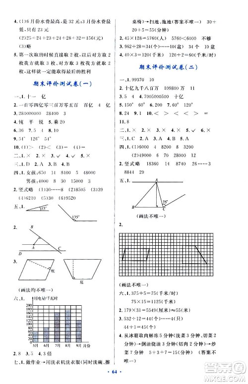 人民教育出版社2020小学同步测控优化设计数学四年级上册增强版答案