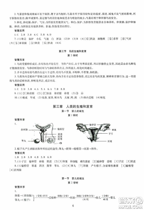 明天出版社2020智慧学习八年级生物学全一册人教版答案