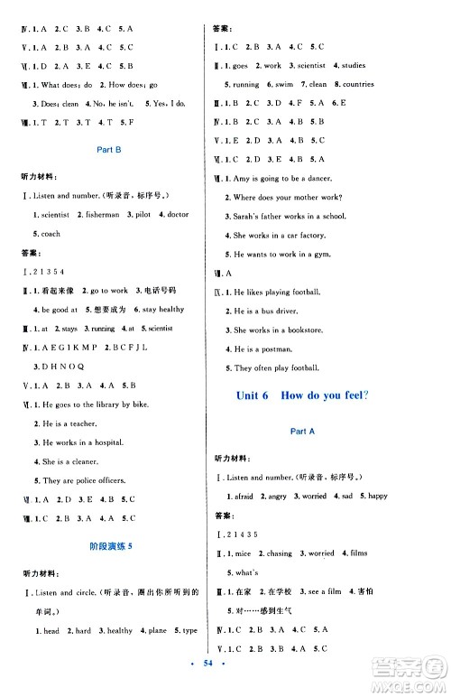 2020小学同步测控优化设计英语六年级上册PEP人教版答案