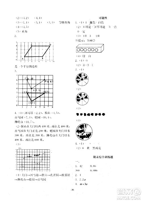 明天出版社2020年智慧学习数学五年级上册人教版答案