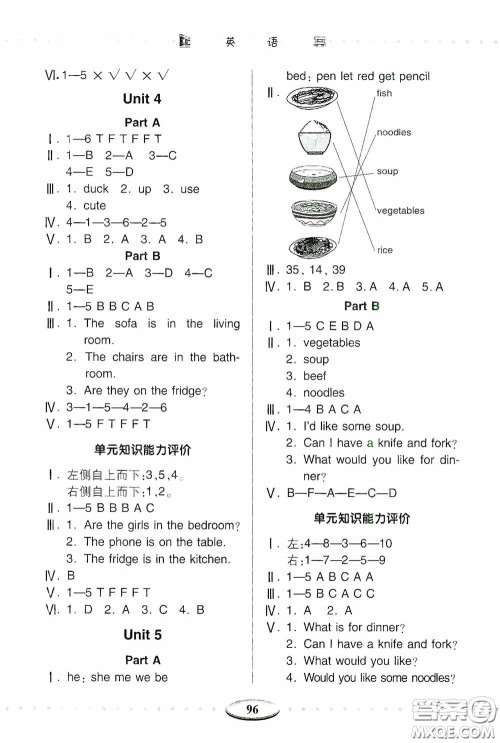 青岛出版社2020智慧学习四年级英语上册人教版答案