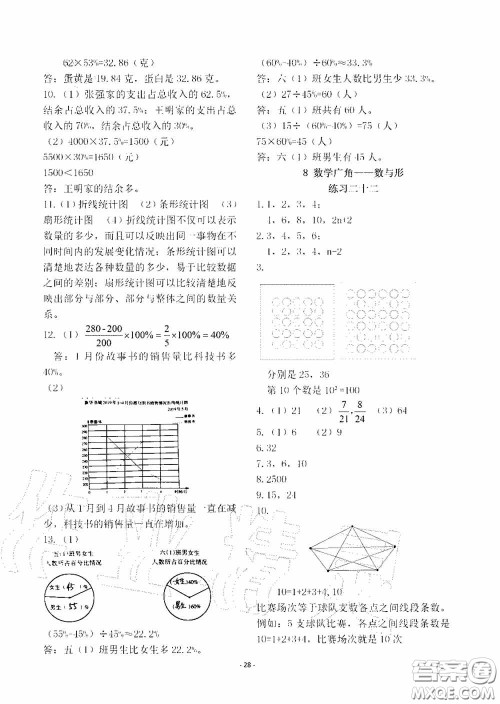 明天出版社2020智慧学习六年级数学上册人教版答案