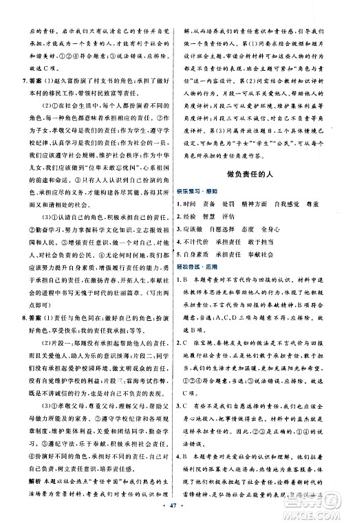 人民教育出版社2020初中同步测控优化设计道德与法治八年级上册人教版答案 人民教育出版社2020初中同步测控优化设计道德与法治八年级上册人教版答案