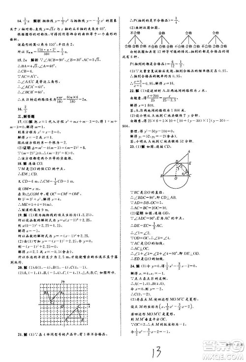 2020年优化设计单元测试卷数学九年级全一册RJ人教版答案 2020年优化设计单元测试卷数学九年级全一册RJ人教版答案