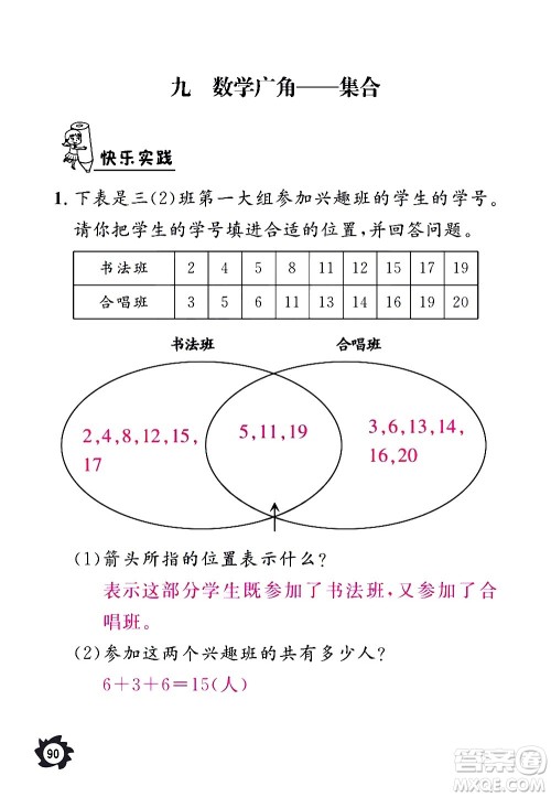 江西教育出版社2020年芝麻开花课堂作业本数学三年级上册人教版答案