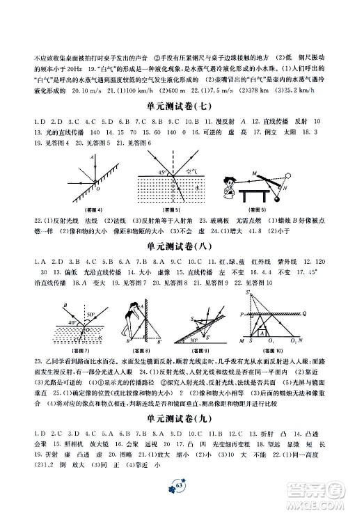 广西教育出版社2020年自主学习能力测评单元测试物理八年级上册A版答案