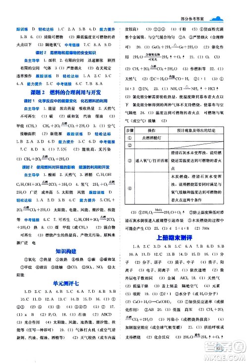 广西教育出版社2020年自主学习能力测评化学九年级全一册人教版答案