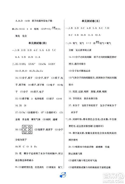 广西教育出版社2020年自主学习能力测评单元测试化学九年级全一册A版答案