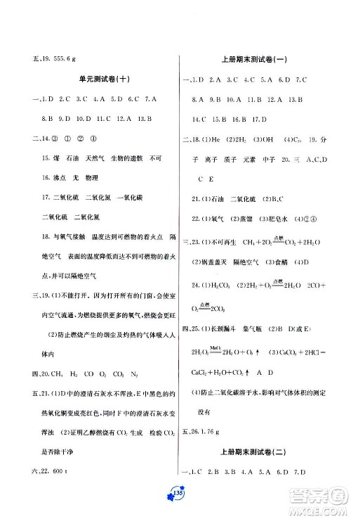广西教育出版社2020年自主学习能力测评单元测试化学九年级全一册A版答案