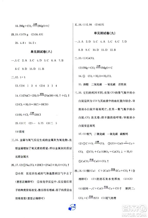 广西教育出版社2020年自主学习能力测评单元测试化学九年级全一册A版答案