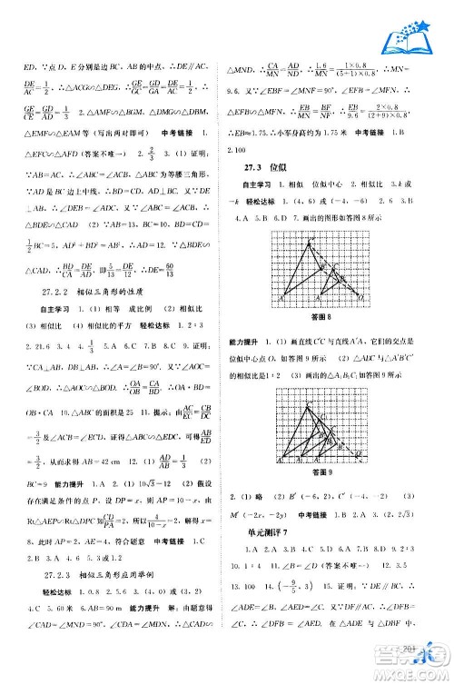 广西教育出版社2020年自主学习能力测评数学九年级全一册人教版答案