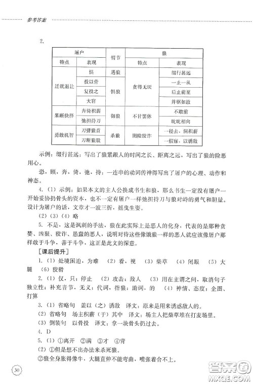 山东文艺出版社2020初中课堂同步训练七年级语文上册答案 山东文艺出版社2020初中课堂同步训练七年级语文上册答案