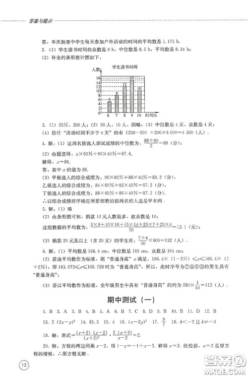 山东文艺出版社2020初中课堂同步训练八年级数学上册人教版答案