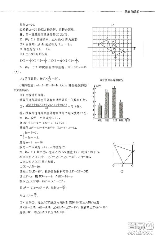 山东文艺出版社2020初中课堂同步训练八年级数学上册人教版答案