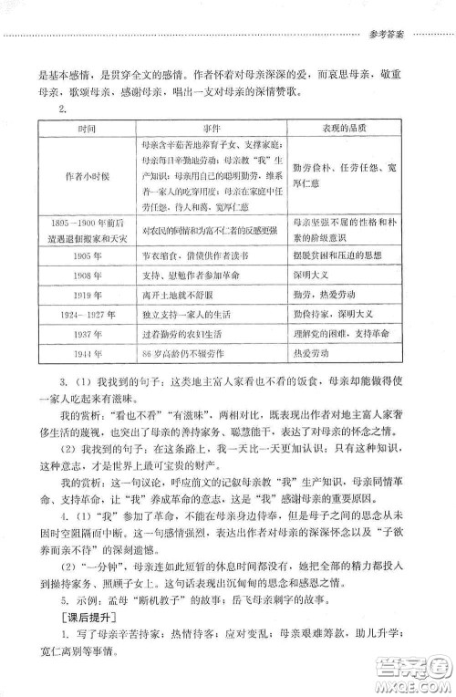 山东文艺出版社2020初中课堂同步训练八年级语文上册人教版答案