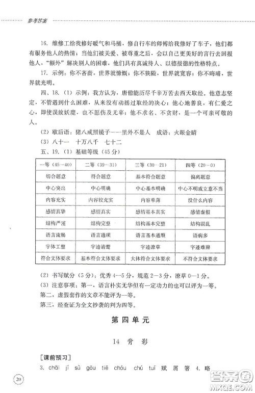 山东文艺出版社2020初中课堂同步训练八年级语文上册人教版答案