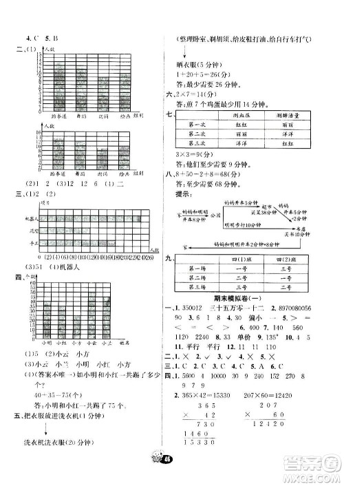 河北教育出版社2020全新版七彩练霸数学四年级上册人教版答案