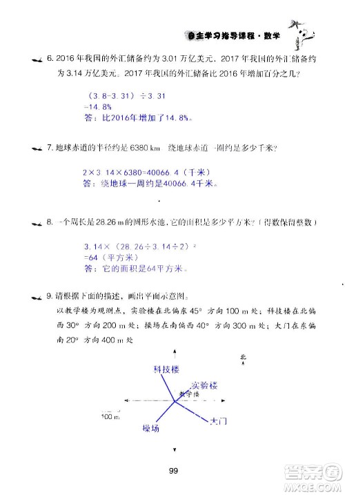 山东教育出版社2020年自主学习指导课程数学六年级上册人教版答案