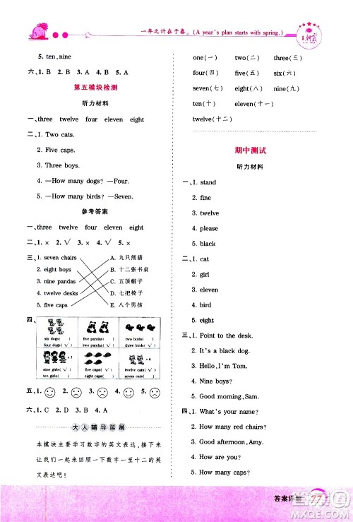 2020秋王朝霞创维新课堂同步优化训练英语三年级上册WY外研版答案