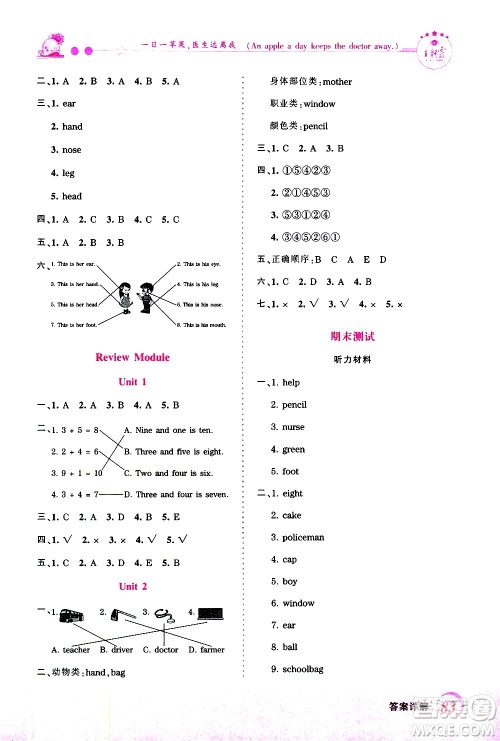 2020秋王朝霞创维新课堂同步优化训练英语三年级上册WY外研版答案
