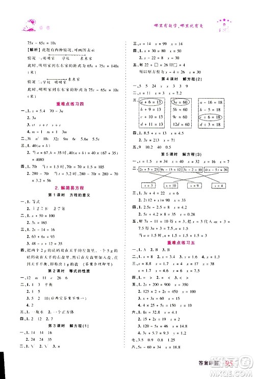 2020秋王朝霞创维新课堂同步优化训练数学五年级上册RJ人教版答案