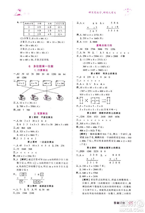 2020秋王朝霞创维新课堂同步优化训练数学三年级上册RJ人教版答案 2020秋王朝霞创维新课堂同步优化训练数学三年级上册RJ人教版答案