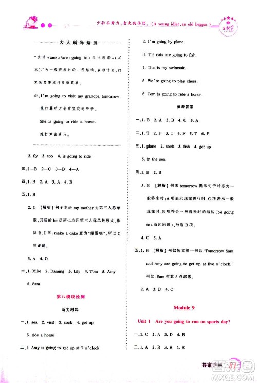 2020秋王朝霞创维新课堂同步优化训练英语四年级上册WY外研版答案