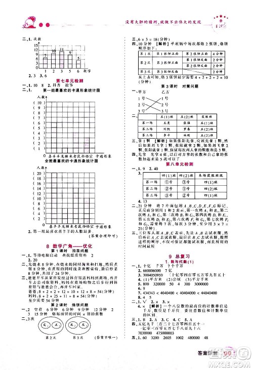 2020秋王朝霞创维新课堂同步优化训练数学四年级上册RJ人教版答案