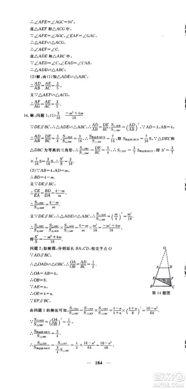 新疆青少年出版社2021版黄冈密卷中考总复习数学通用版答案