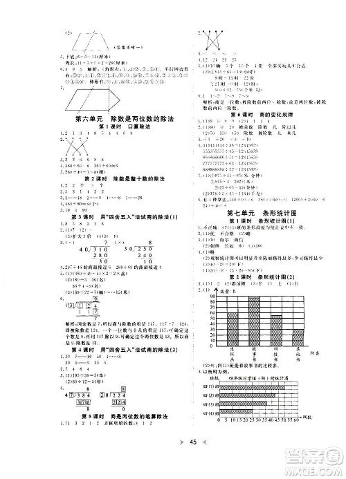 延边教育出版社2020年优派全能检测数学四年级上册RJ人教版答案