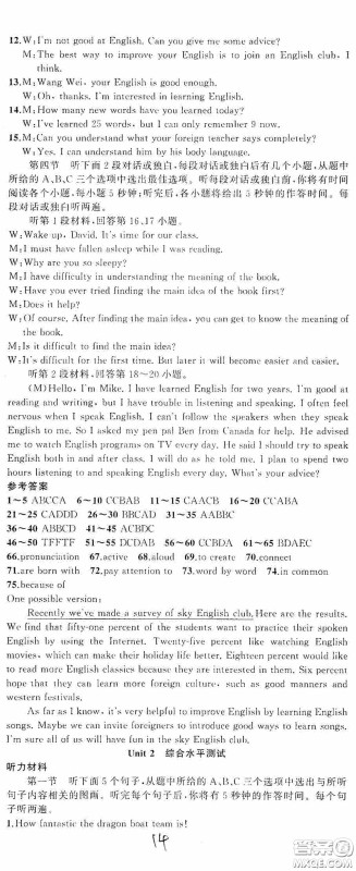 云南美术出版社2020学生课程精巧训练课堂创新学练测九年级英语全一册人教版答案 云南美术出版社2020学生课程精巧训练课堂创新学练测九年级英语全一册人教版答案