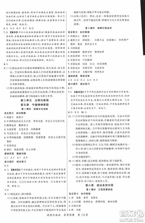 云南美术出版社2020学生课程精巧训练课堂创新学练测九年级道德与法治全一册答案 云南美术出版社2020学生课程精巧训练课堂创新学练测九年级道德与法治全一册答案