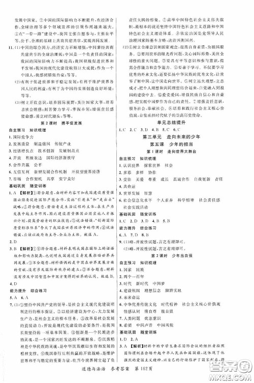 云南美术出版社2020学生课程精巧训练课堂创新学练测九年级道德与法治全一册答案 云南美术出版社2020学生课程精巧训练课堂创新学练测九年级道德与法治全一册答案