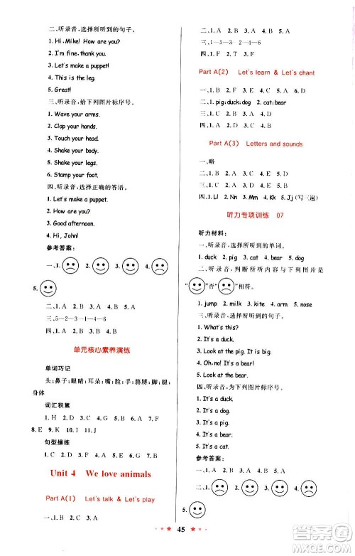 2020年小学同步测控优等生天天练英语三年级上册RJ人教版答案 2020年小学同步测控优等生天天练英语三年级上册RJ人教版答案