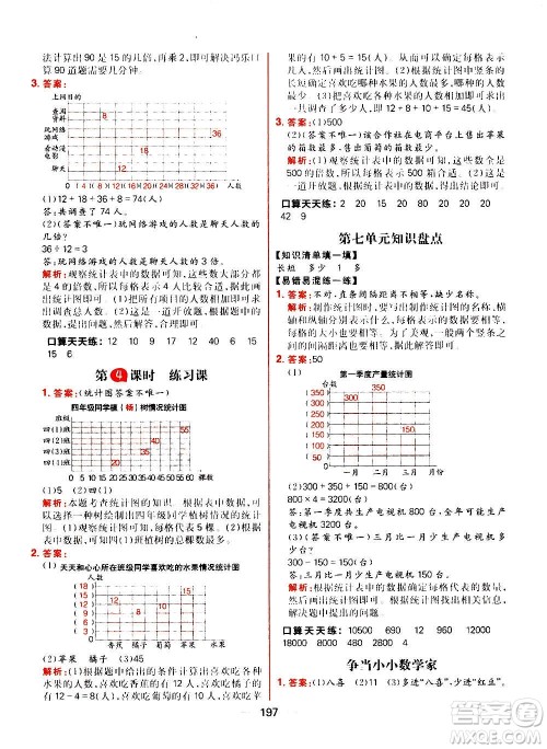 南方出版社2020秋核心素养天天练四年级上册数学R人教版答案