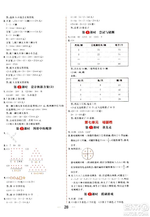 南方出版社2020秋核心素养天天练五年级上册数学B北师大版答案