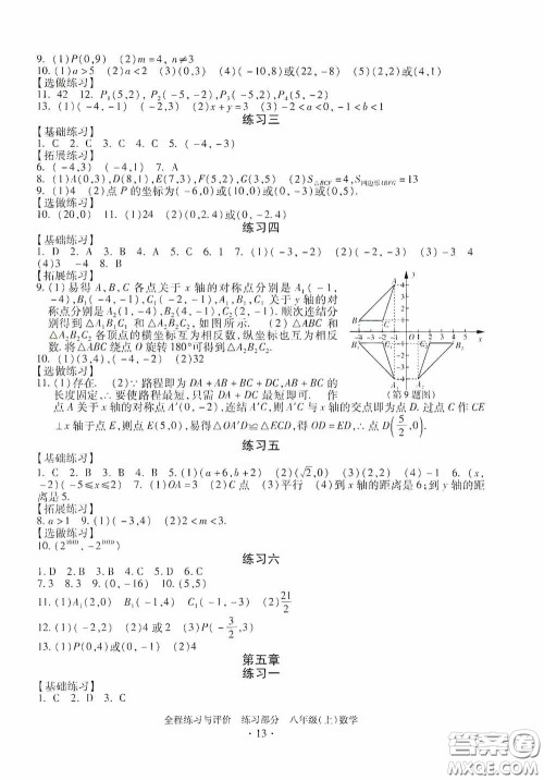 浙江人民出版社2020全程练习与评价八年级数学上册ZH版答案