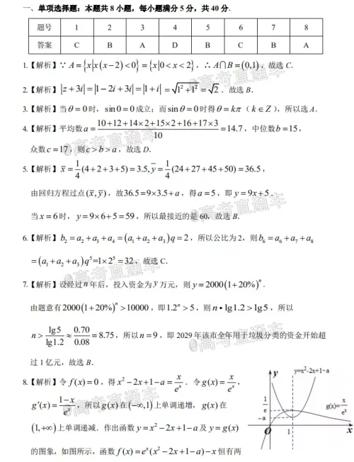 惠州市2021届高三第二次调研考试数学试题及答案