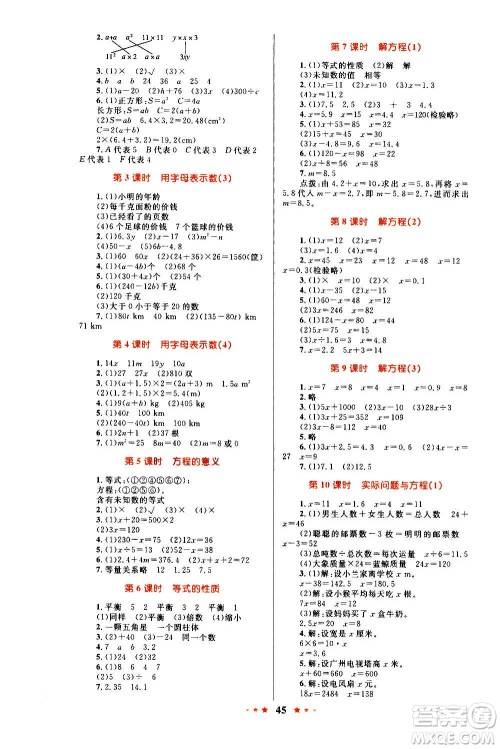 知识出版社2020小学同步测控全优设计超人天天练数学五年级上册RJ人教版答案