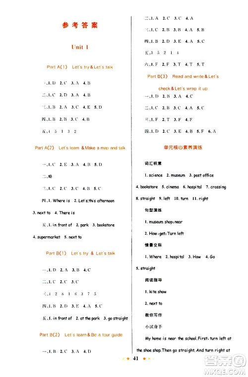 知识出版社2020小学同步测控全优设计超人天天练英语六年级上册RJ人教版答案