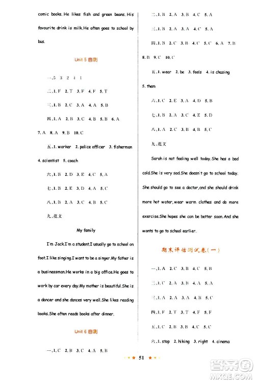 知识出版社2020小学同步测控全优设计超人天天练英语六年级上册RJ人教版答案