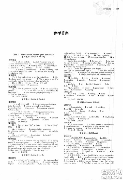 大象出版社2020初中同步练习册九年级英语全一册人教版答案 大象出版社2020初中同步练习册九年级英语全一册人教版答案