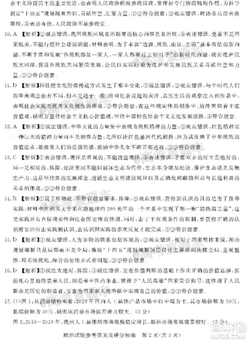 湛江市2021届高中毕业班调研测试题政治试题及答案