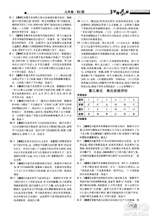 江西美术出版社2020学海风暴九年级历史上册RJ人教版答案 江西美术出版社2020学海风暴九年级历史上册RJ人教版答案