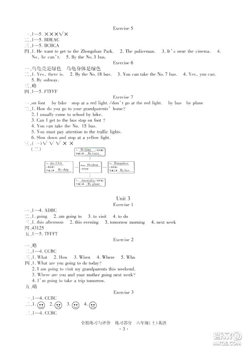 浙江人民出版社2020全程练习与评价六年级英语上册人教版答案 浙江人民出版社2020全程练习与评价六年级英语上册人教版答案
